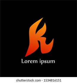 K Fire Flame Letter Logo Icon Design Vector For Company or Brand