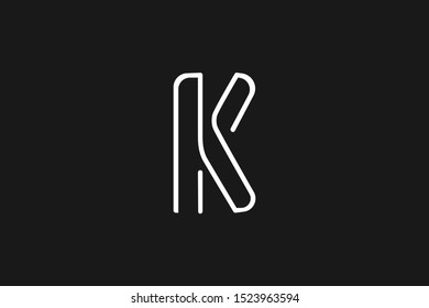 K flat letter logo design KK minimal line logo