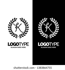 K Floral logo. Flower icon. Floral emblem.   Creative Black and White logo template.