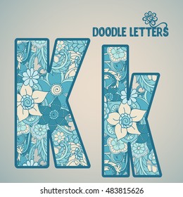 K, Flower letter isolated. Vector illustration
