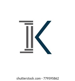 k font law logo flat vector template