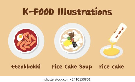 k food illustrations vectors sweet rice cake  
