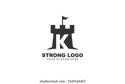 K FORTRESS logo design inspiration. Vector letter template design for brand.