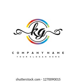 K G Initial handwriting logo vector