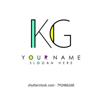 K & G initial minimalist logo template vector