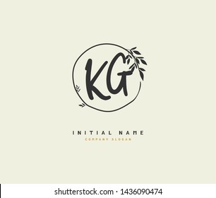 K G KG Beauty vector initial logo, handwriting logo of initial signature, wedding, fashion, jewerly, boutique, floral and botanical with creative template for any company or business.