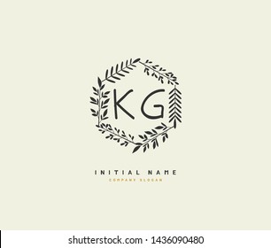 K G KG Beauty vector initial logo, handwriting logo of initial signature, wedding, fashion, jewerly, boutique, floral and botanical with creative template for any company or business.
