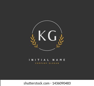 K G KG Beauty vector initial logo, handwriting logo of initial signature, wedding, fashion, jewerly, boutique, floral and botanical with creative template for any company or business.