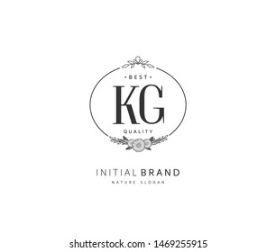 K G KG Beauty vector initial logo, handwriting logo of initial signature, wedding, fashion, jewerly, boutique, floral and botanical with creative template for any company or business.