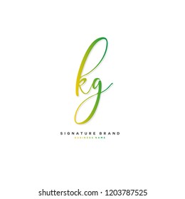 K G KG Initial letter handwriting and  signature logo concept design
