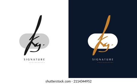 K and G Signature Initial Logo Design with Handwriting Style. KG Signature Logo or Symbol for Wedding, Fashion, Jewelry, Boutique, Botanical, Floral and Business Identity
