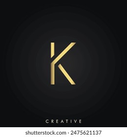 k Golden Latter Logo Design Minimal Latter Logo Golden Color Vector Illustration Creative Logo Minimal Latter Logo Illustration Vector Creative Monogram Design Premium Vector Premium Design