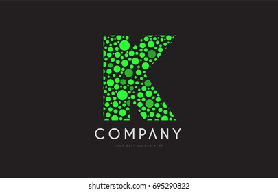 k green bubble circle dot alphabet letter bold logo vector creative company icon design template modern background