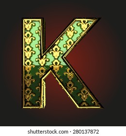 k green vector letter with gold