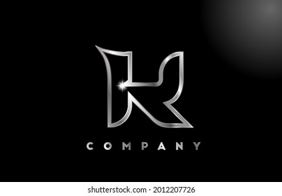 K grey metallic alphabet letter logo for business template. Professional metal icon design for lettering and identity 
