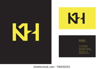 K H double letter logo design with business card template