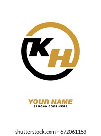 K H initial circle logo template vector