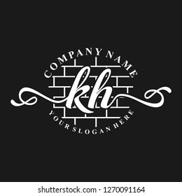 K H Initial handwriting logo vector