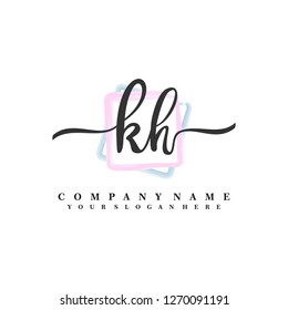 K H Initial handwriting logo vector