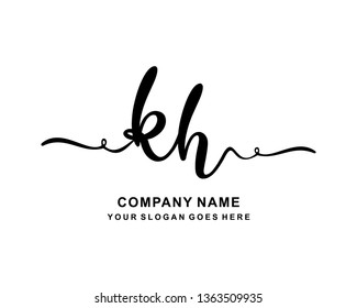 K H Initial Handwriting Logo Template