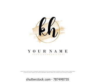 K H Initial water color logo template vector