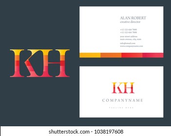 K & H joint logo multi color letters with business card template