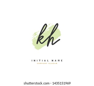 K H KH Beauty vector initial logo, handwriting logo of initial signature, wedding, fashion, jewerly, boutique, floral and botanical with creative template for any company or business.