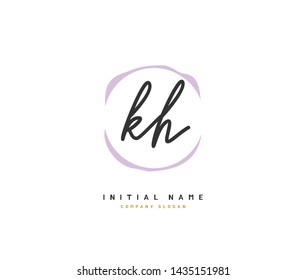 K H KH Beauty vector initial logo, handwriting logo of initial signature, wedding, fashion, jewerly, boutique, floral and botanical with creative template for any company or business.