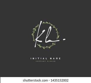 K H KH Beauty vector initial logo, handwriting logo of initial signature, wedding, fashion, jewerly, boutique, floral and botanical with creative template for any company or business.