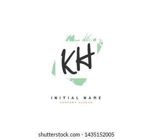 K H KH Beauty vector initial logo, handwriting logo of initial signature, wedding, fashion, jewerly, boutique, floral and botanical with creative template for any company or business.