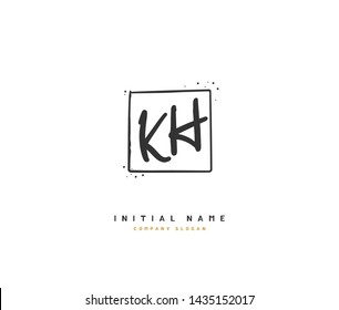 K H KH Beauty vector initial logo, handwriting logo of initial signature, wedding, fashion, jewerly, boutique, floral and botanical with creative template for any company or business.