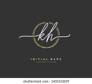 K H KH Beauty vector initial logo, handwriting logo of initial signature, wedding, fashion, jewerly, boutique, floral and botanical with creative template for any company or business.