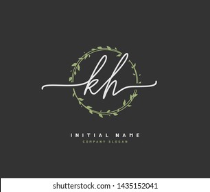 K H KH Beauty vector initial logo, handwriting logo of initial signature, wedding, fashion, jewerly, boutique, floral and botanical with creative template for any company or business.