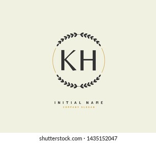 K H KH Beauty vector initial logo, handwriting logo of initial signature, wedding, fashion, jewerly, boutique, floral and botanical with creative template for any company or business.