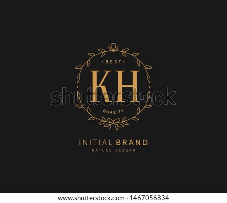 K H KH Beauty vector initial logo, handwriting logo of initial signature, wedding, fashion, jewerly, boutique, floral and botanical with creative template for any company or business.