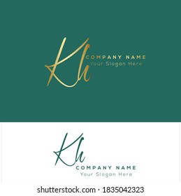 K H KH Initial letter handwriting and signature logo. Beauty vector initial logo .Fashion, boutique, floral and botanical