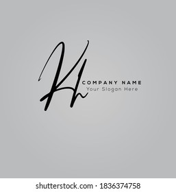 K H KH Initial letter handwriting and signature logo. Beauty vector initial logo .Fashion, boutique, floral and botanical