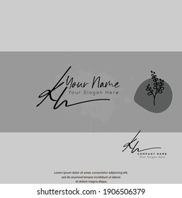 K H KH  Initial letter handwriting and signature logo. Beauty vector initial logo .Fashion, boutique, floral and botanical