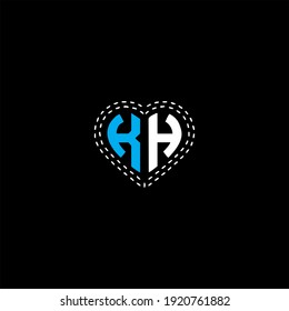 K H letter logo vector design on black color background. KH monogram