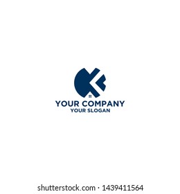 K Home Circle Logo Design Vector