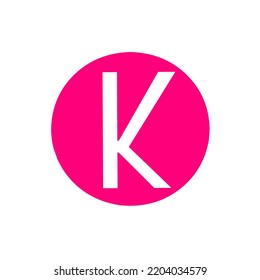 Icono K con burbuja rosa, aislado en fondo blanco, ilustración vectorial del sitio web, aplicación