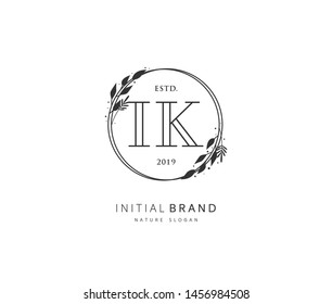 I K IK Beauty vector initial logo, handwriting logo of initial signature, wedding, fashion, jewerly, boutique, floral and botanical with creative template for any company or business.