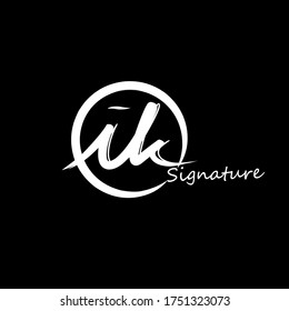 i k ik initial logo handwriting template vector. isolated black background