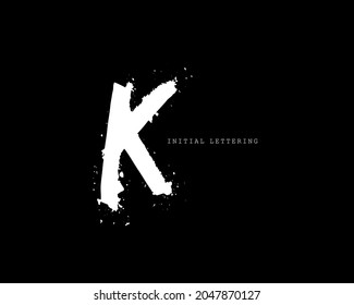 K Initial brush handwriting or handwritten logo for identity. Logo with signature and hand drawn style.