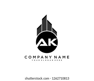 A K Initial building logo concept - Vector