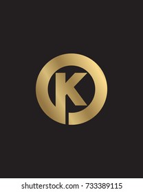 K initial circle company logo gold black background

