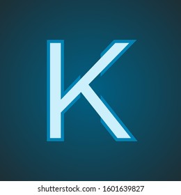 K Initial Clean Logo Icon. Light Blue Cyan Outline. Vector Graphic Design. EPS10