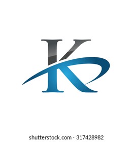 K initial company blue swoosh logo