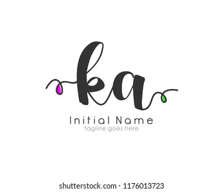 K A Initial handwriting for logo template vector with abstract line
