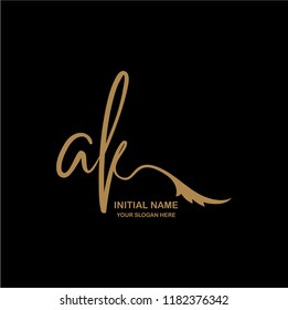 A K Initial Handwriting Logo Template